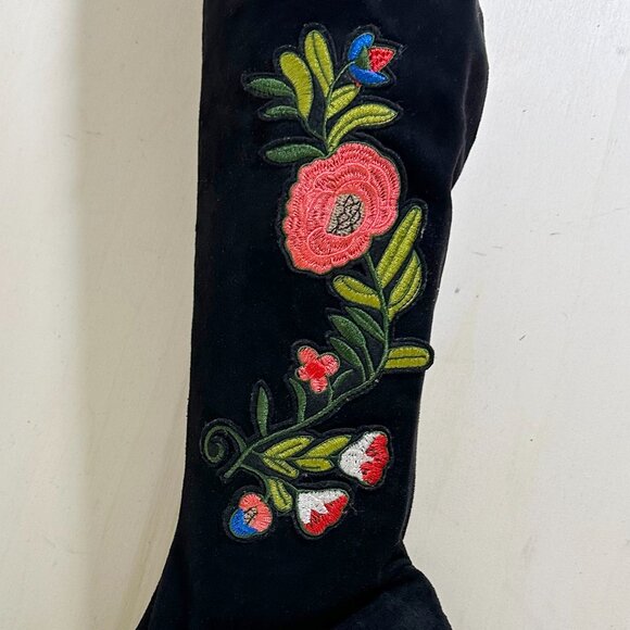 Patrizia Spring Step Mariachi Boots Over Knee Black Floral Sz 9.5/EU 40 Stretch - Picture 6 of 6